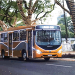 Papá Noel conduce bus iluminado en Foz de Yguazú